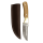 elTORO Latón Oliva - Damasco - Cuchillo de caza - 10cm - incl. funda de cuero