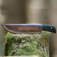 elTORO Cuerno de Damasco - Damasco - Cuchillo de caza - 9cm - incl. funda de cuero