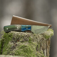 elTORO Wood Horn - Damasco - Cuchillo de caza - 7cm -...