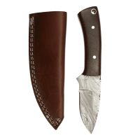 elTORO Nogal - Damasco - Cuchillo de caza - 8,3cm - incl. funda de cuero