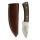 elTORO Nogal - Damasco - Cuchillo de caza - 8,3cm - incl. funda de cuero