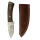 elTORO Nogal - Damasco - Cuchillo de caza - 8,3cm - incl. funda de cuero