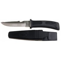 Cuchillo de buzo FOX OUTDOOR - negro - mango de goma - funda